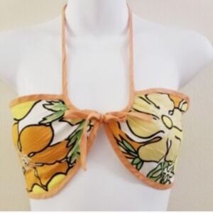 Vintage Y2K 00s Floral Halter Bikini Top